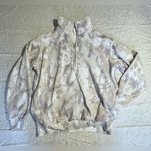 Reflex Neutral Leaf-Print Quarter-Zip Pullover - Beige Taupe